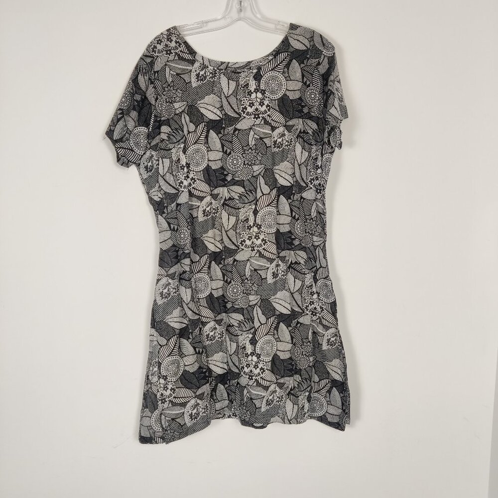 Floral Black and White Mini Dress